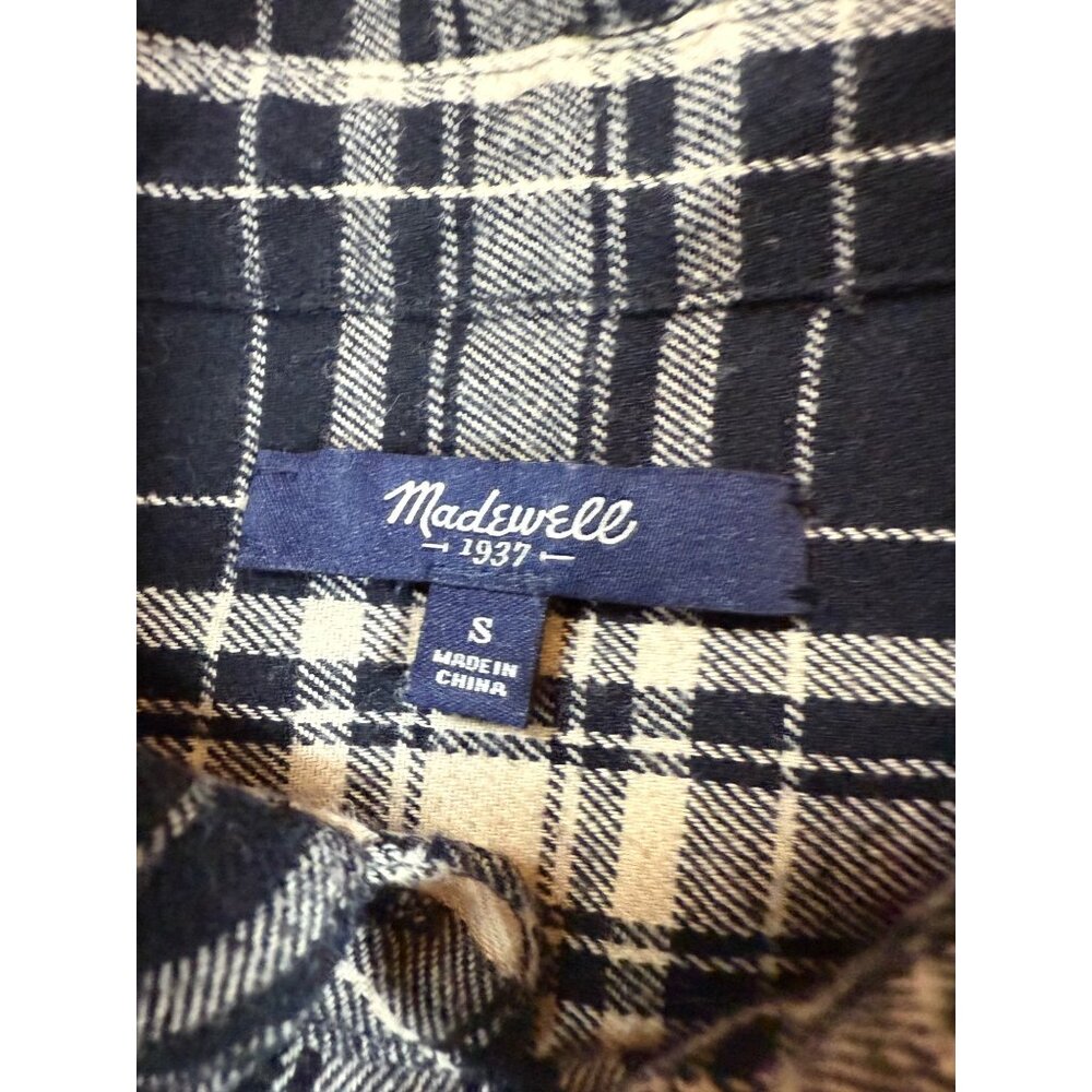 Madewell Womens Plaid Button-Down Shirt Black & Beige Cotton Size S (FF277) - Picture 4 of 7